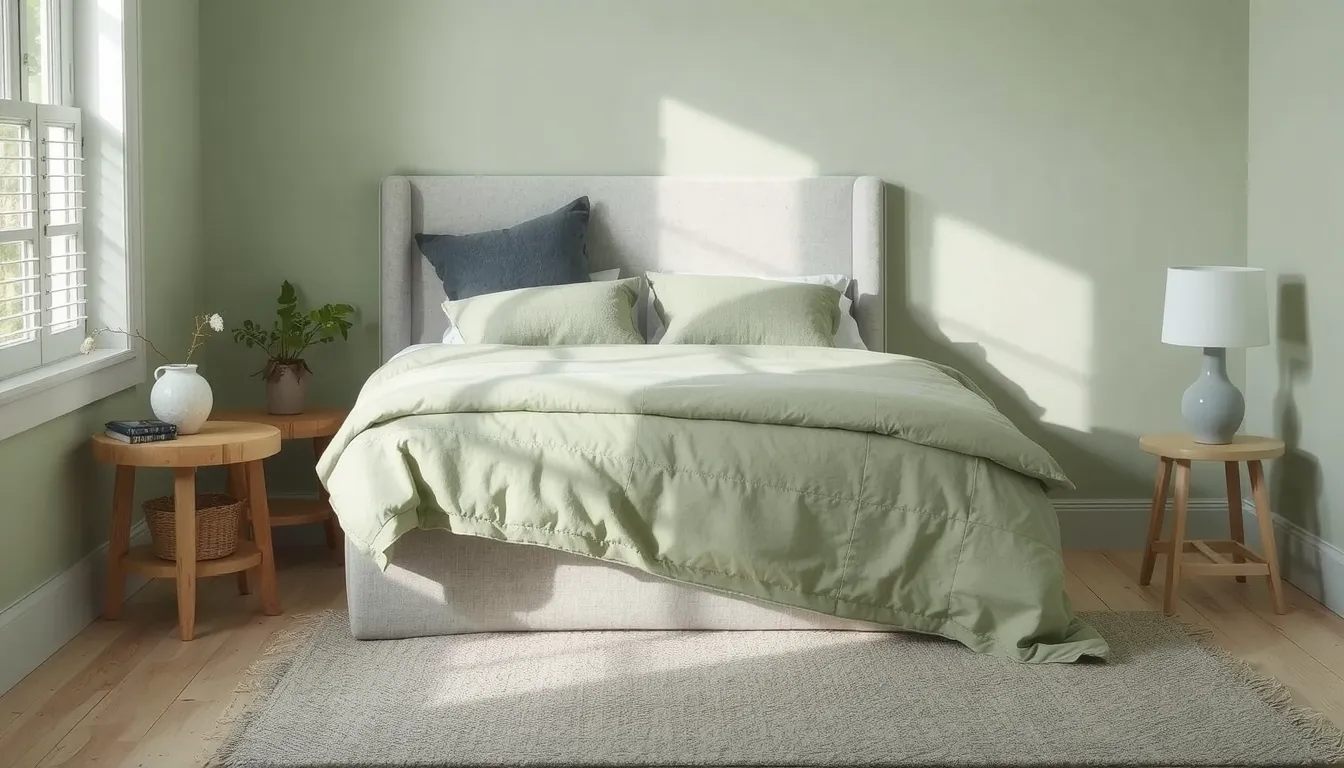chambre vert de gris