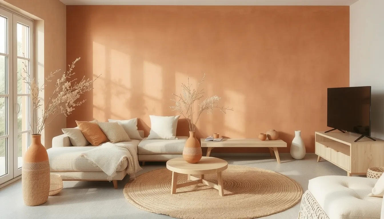 salon terracotta et beige